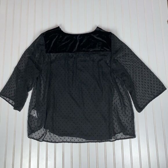 Style & Co Plus Size Swiss-Dot Velvet-Yoke Top Eyelet Black 3X NWT - Picture 7 of 10